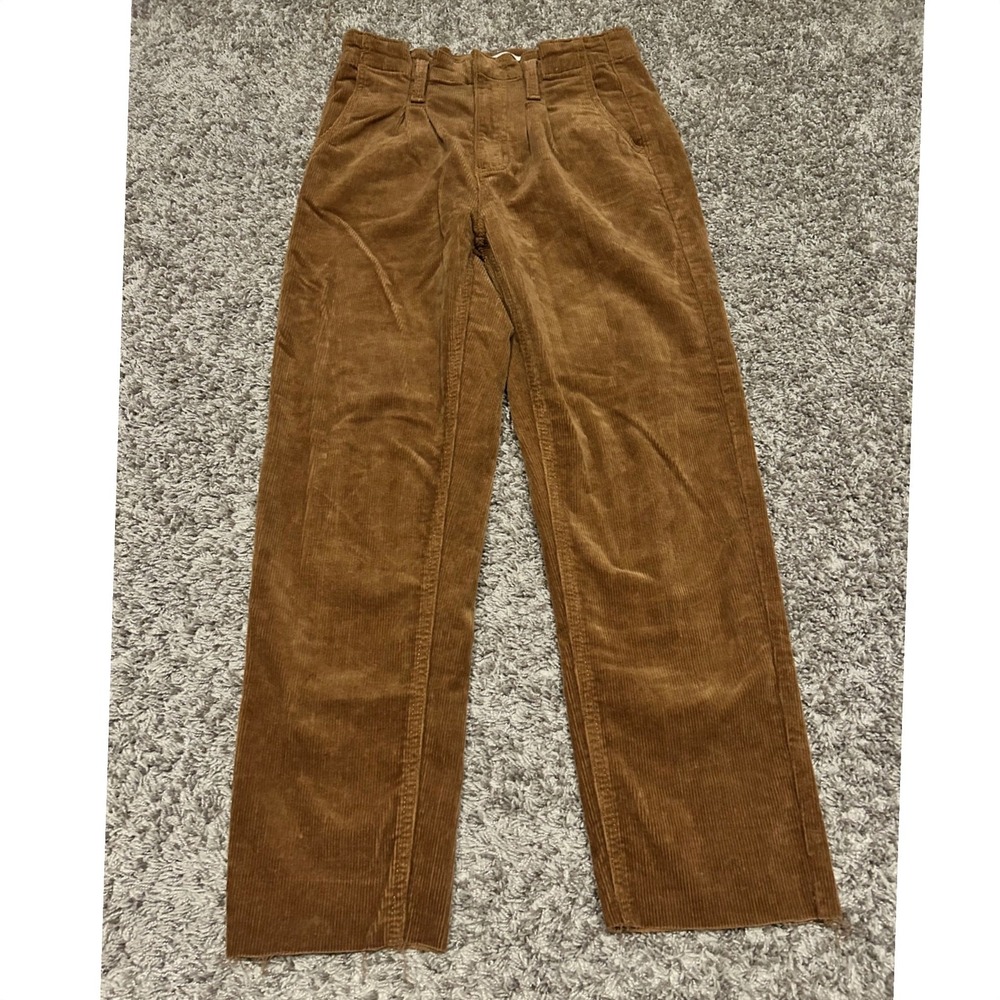 SO Mom Jean Corduroy High Rise Brown Wide‎ Leg Cropped Pants 3/26W
